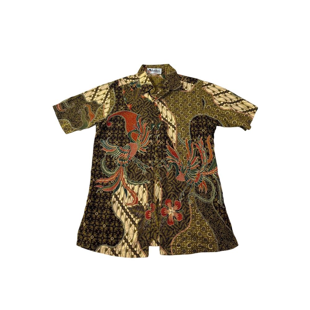 Batik Keris 100% Cotton Prints Short Sleeve Mens Shirt Size 15.5